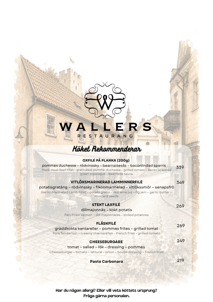 Köket rekommenderar – signaturrätter från Wallers Restaurang i Visby